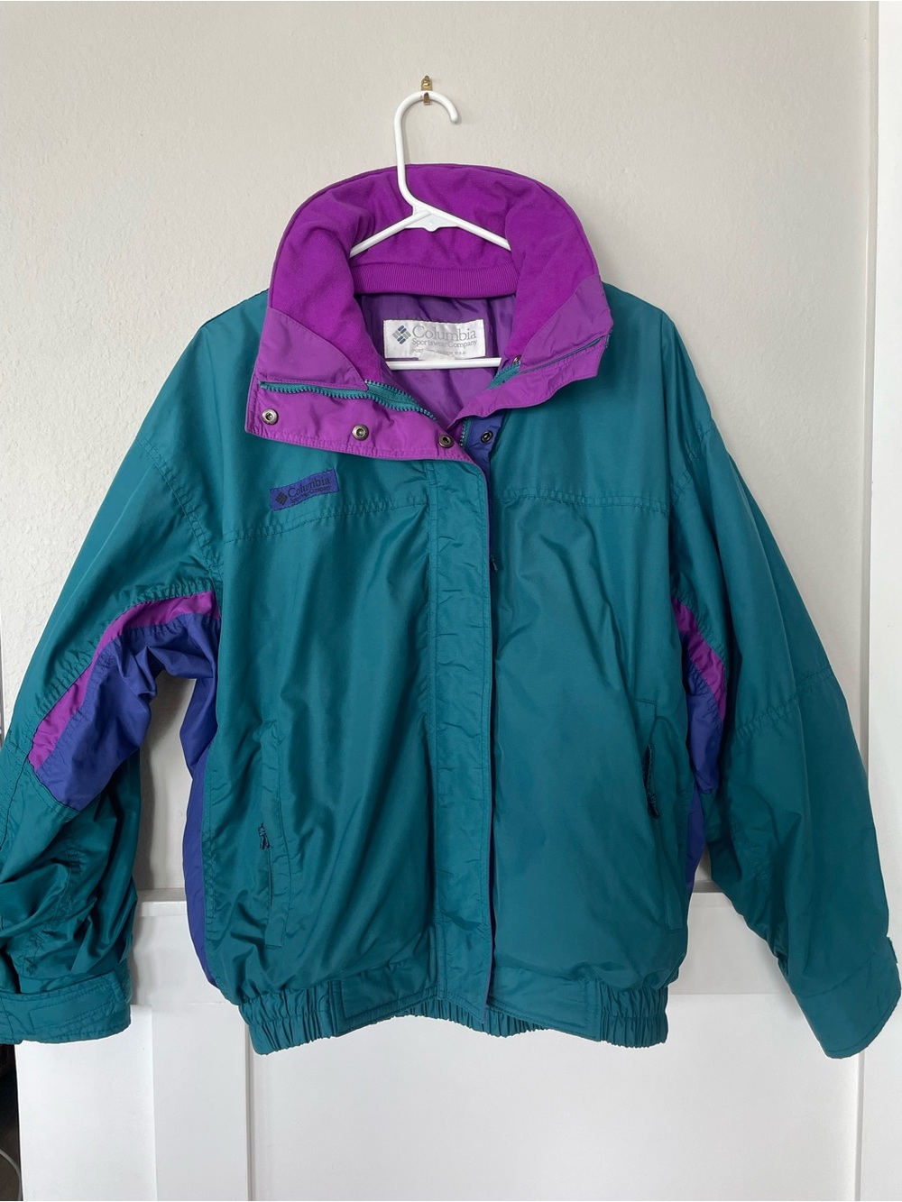 Columbia Bugaboo Women’s M Colorblock Full Zip Ski Jacket Teal Purple